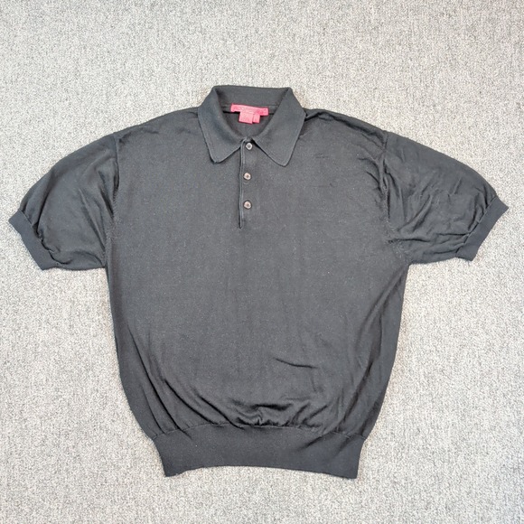 Aggressivo Y2K Silk Cotton Knit Polo Sweater Large Black Quiet Luxury Minimalist — photo 2